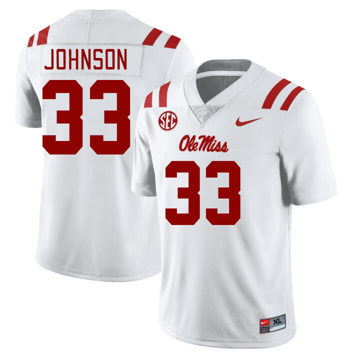 Ole Miss Rebels #33 Antione Johnson College Football Jerseys Stitched Sale-White